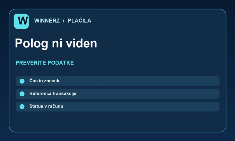 Preverjanje podatkov za polog ni viden v Winnerz