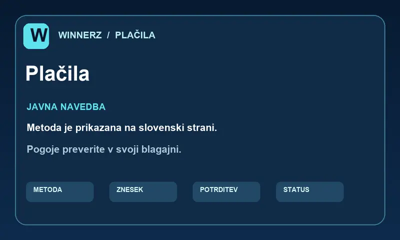 Pregled poti plačila v računu Winnerz