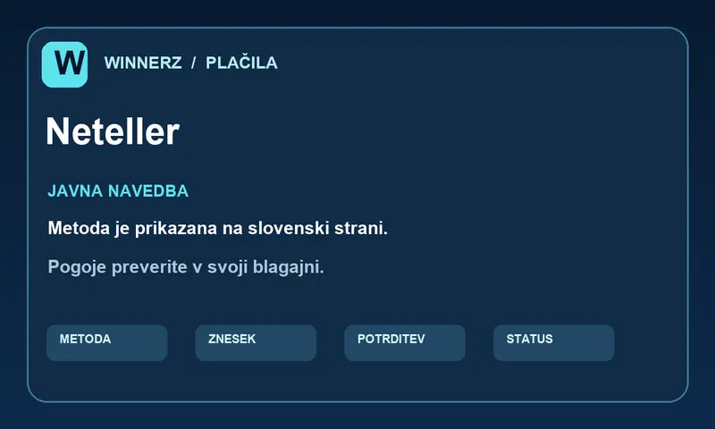Pregled načina Neteller na strani Winnerz