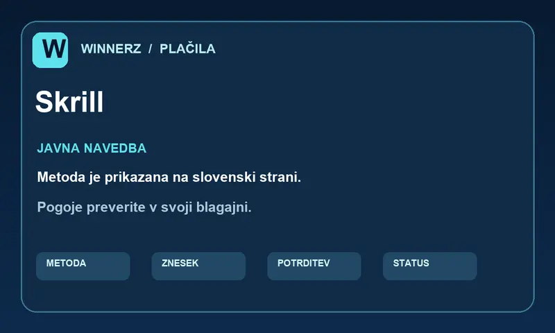 Pregled načina Skrill na strani Winnerz